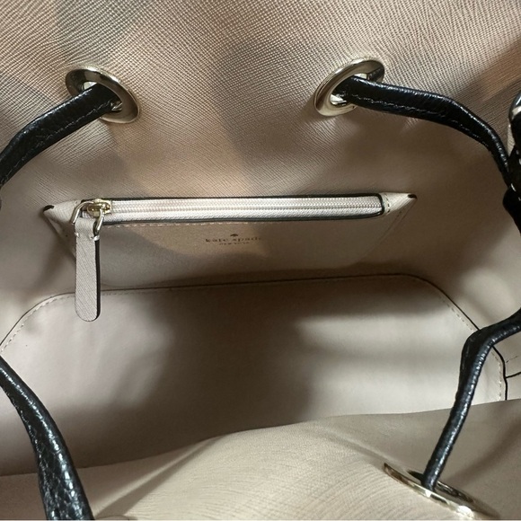 Kate Spade Eva Large Black Leather Bucket Bag Gold Hardware Structured Tote - Picture 5 of 5